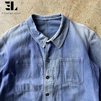 Veste de travail en sergé de coton délavé et décoloré au soleil LARSUR, style français, pour le travail, la chasse, les tâches à la ferme