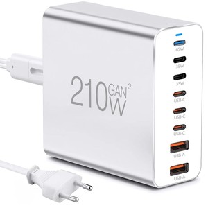 8 cổng 210W vỏ kim loại đa USB sạc Hub 2 USB + 6C Trạm Sạc Dock phổ điện thoại di động máy tính để bàn sạc - Product Image 1