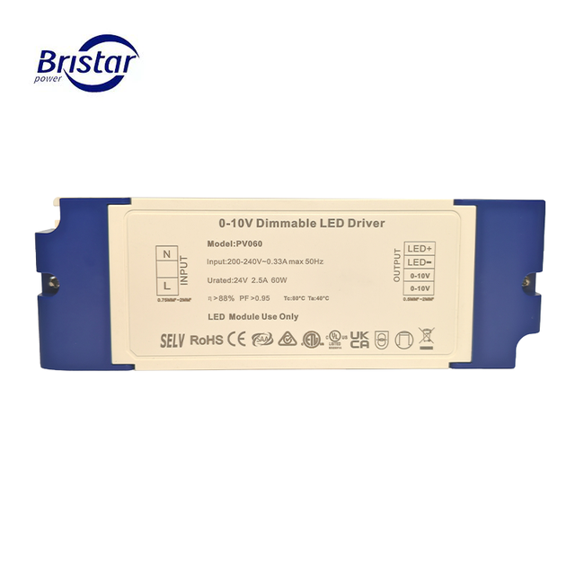 IP20 CV Indoor 60W 24v Constant Voltage LED Driver 0-10V Dimmable Switching Power Supply