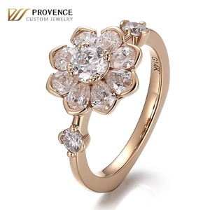 Anillo de Diamantes Cultivados en Laboratorio DEF VVS de Oro Amarillo Sólido de Lujo de 18K 14K 10K, Anillos Finos Hechos a Mano Personalizados, Joyería de Boda para Mujer - Product Image 1