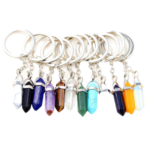 Joyería Moquan, columna hexagonal de piedra de cristal, llavero, colgante, regalo para mujer - Product Image 1
