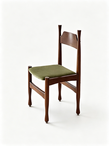 Silla de Comedor Moderna de Mediados de Siglo, de Madera de Nogal, Tapizada en Terciopelo Verde, para Cocina y Sala de Estar - Product Image 6