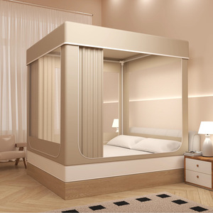 2025 nuevo producto poliéster cuadrado plegable tamaño Queen tienda al aire libre <span class=keywords><strong>cama</strong></span> dosel dormitorio <span class=keywords><strong>mosquitera</strong></span> - Product Image 1