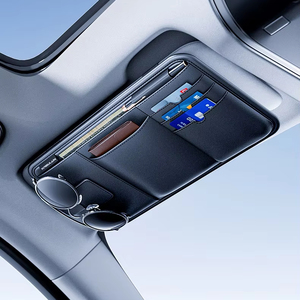 ที่เก็บของอเนกประสงค์ติดกระจกบังแดดในรถยนต์ วัสดุหนัง พร้อมที่หนีบใบขับขี่ แผ่นกันแสง ที่ใส่แว่นตา และบัตร - Product Image 6