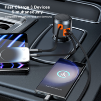 Nouveau Chargeur Voiture Rétractable IBD 60W Charge Rapide 3 en 1 USB 2 Type C QC30W PD30W Chargeur Téléphone Voiture pour iPhone Tablette