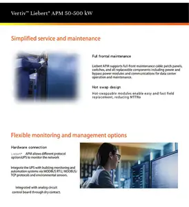 Système d'alimentation en ligne Vertiv Liebert APM250 UPS modulaires 50kva 250kva pour centre de données modulaire