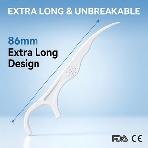 Hilos Dentales con Mango Largo de 86 mm, Palillos de Hilo Dental de Fibra de Polímero de Alta Tensión para Limpieza Profunda de los Molares Posteriores - Product Image 1
