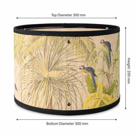 Abat-jour en bambou naturel imprimé motif oiseaux tropicaux, abat-jour de lampe de table amovible, emballage plat, vente en gros, OEM, housse décorative