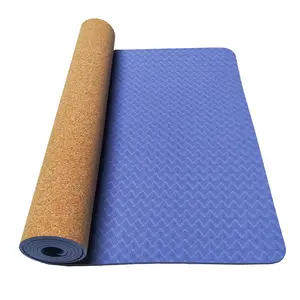 Tapete de ioga de cortiça TPE com logotipo personalizado de luxo tapete de fitness antiderrapante ecológico Lezyan para uso doméstico