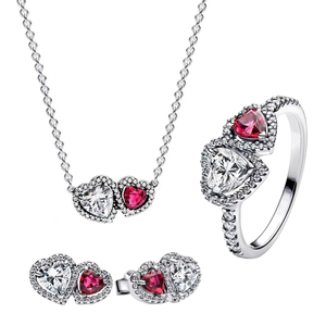 <span class=keywords><strong>Set</strong></span> Parure <span class=keywords><strong>Argento</strong></span> Sterling 925 con Zircone Scintillante Anello a Cuore Fiocco Colorato Orecchini e Collana Originale Gioielli di Lusso da Donna Idea Regalo - Product Image 2