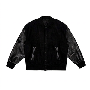 Mens Varsity Letterman Bomber <b>Jacket</b> Wool Blend Streetwear Sleeve College Baseball Custom OEM Wholesale Outerwear Front - Product Image 1
