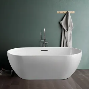 New Design Modern Bathroom Tubs Deep Soaking White Bath Tub Stand Round Acrylic Bathtub