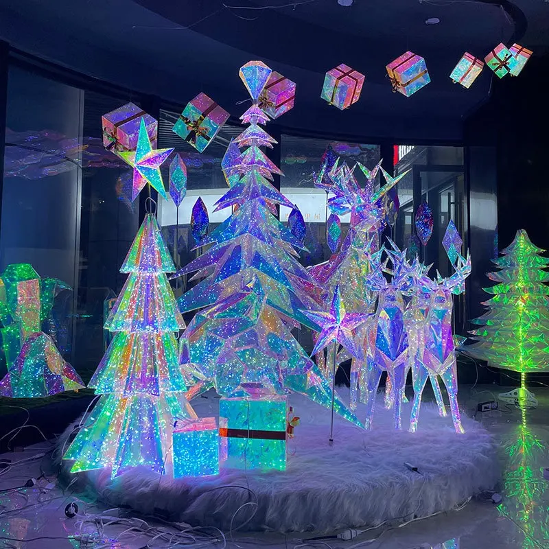 Árvore rgb led luminária de rua estrela 2023, novo grande decoração ao ar livre de rena holograma para decoração de natal e ano novo