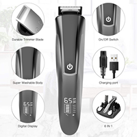 Kemei — tondeuse électrique professionnelle, rasoir pour cheveux et barbe, nez, à faible bruit, avec écran Lcd, 6 en 1