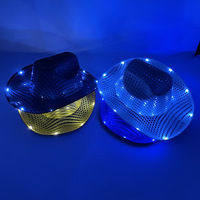 Cappello LED per Burning Man, Fatto a Mano, per Feste Rave e Concerti, Cappelli da Cowboy Luminosi, Berretti Jazz Illuminati