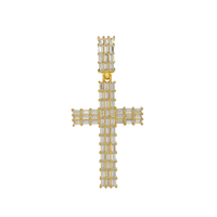 Hiphop Bijoux Nouveaux Hommes Charmes Glacé Zircon Bling Baguette Or Argent Couleur Cz Croix Pendentif