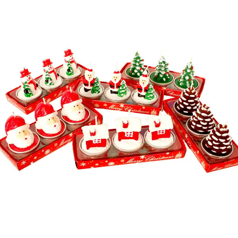 E15 도매 파라핀 왁스 무연 산타 클로스 크리스마스 트리 부기 선물 양초 크리스마스 장식