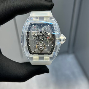 Montre mécanique automatique tourbillon pour homme, design luxueux et de haute qualité, réserve de marche, cadran squeletté, boîtier transparent - Product Image 1