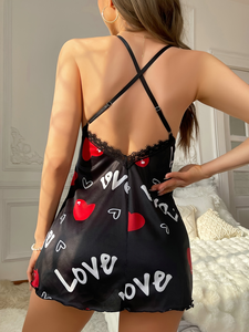 Set di divertenti gonne a canotta in Lingerie con stampa d'amore stile civettuolo per notti intime - Product Image 4