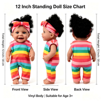 Poupée bébé réaliste en silicone de 12 pouces, complète avec des vêtements de poupée à la mode, des cheveux bouclés mignons, jeu d'imitation pour enfants, cadeau d'anniversaire