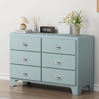 Commode bleu marine à 6 tiroirs |   Coffre de rangement moderne en acier rembourré avec une construction robuste et une grande capacité pour le salon