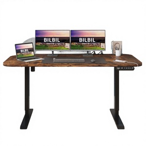 Wholesale Electric <b>Height</b> <b>Adjustable</b> Standing <b>Desk</b> | Dark Wood Sit Stand Office Table | Jodhpur Furniture Export - Product Image 2