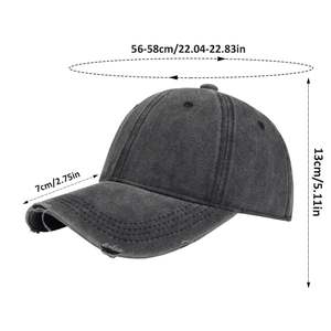 Gorra de béisbol de 6 paneles lavada personalizada al por mayor desgastada Retro Vintage algodón papá sombrero borde roto estilo deportivo gorras disponibles - Product Image 4