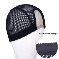 IRUIBEAUTY Filet à cheveux élastique et respirant avec sangle réglable en matériau composite, bonnet de perruque en U noir pour fermeture frontale DIY, usage domestique