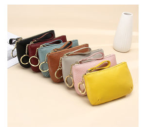 Cartera De Cuero minimalista con cremallera Para Hombre y niña, Mini llavero pequeño, monedero - Product Image 2