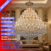 Lustre LED en cristal européen chromé de grande taille DUOMEIJU avec hauteur réglable pour salon, escalier, hall d'hôtel de luxe