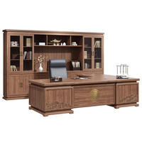 Nouvelle combinaison de chaise de table de bureau en bois massif chinois en forme de L bureau de patron classique avec étagère