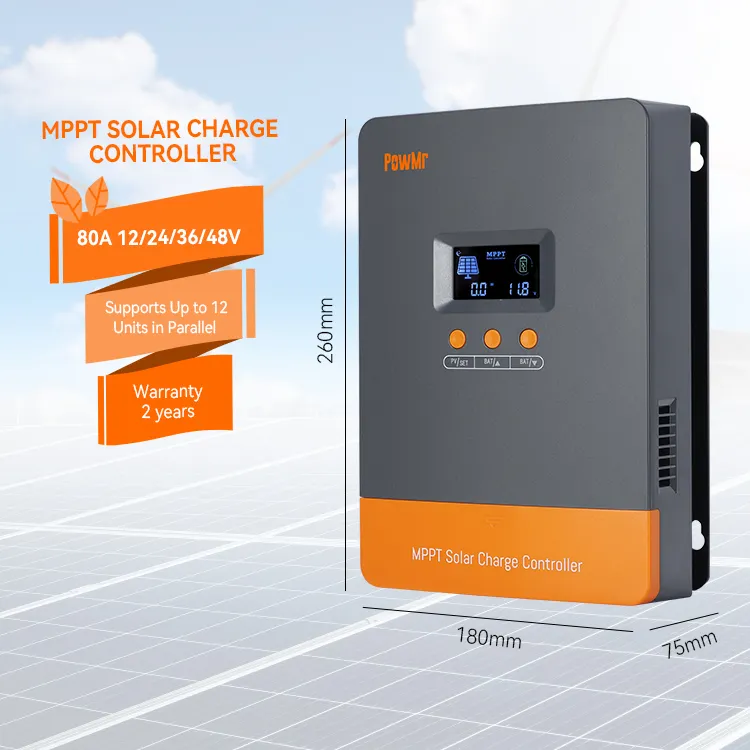 PowMr 80A MPPT regolatore di carica solare 12/24/36/48V supporta fino a 12 unità in parallelo regolatore di carica solare