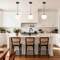 Lampes suspendues en verre blanc modernes ETL, luminaires suspendus nordiques en fer noir, pour îlot de cuisine