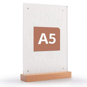 5X7 Cơ Sở Gỗ <span class=keywords><strong>Poster</strong></span> Giá Đứng Thẻ Chủ Acrylic Từ Menu Hiển Thị - Product Image 2