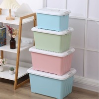 Boîte de rangement en plastique personnalisée, bacs de rangement pliables avec couvercle, organisateur empilable pour la maison et le bureau