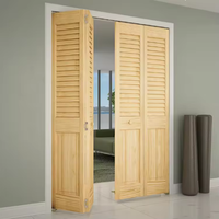 Porte pliante en bois massif avec 4 panneaux de verre, design moderne, 72 x 80 pouces, isolation acoustique pour salle de bain et salon, quincaillerie incluse