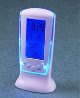 Jam Alarm Digital dengan lampu latar biru Promosi Kantor hadiah jam meja Despertador Reloj logo kustom harga murah