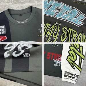 Camiseta Térmica Personalizada con Serigrafía, Diseño de Doble Capa, Manga Larga, 100% Algodón, Estilo Vintage, Talla Grande - Product Image 3