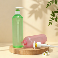 Bouteille cosmétique ronde en plastique colorée pour animaux de compagnie, 320 ml, vide, pour soins de la peau, shampoing, avec pompe blanche, modèle 63