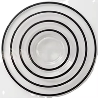 Service de table en verre blanc noir or de luxe de 13 pouces pour décoration de mariage assiettes en verre avec chargeur