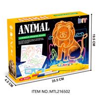 Ensemble de jouets éducatifs pour enfants avec lumières LED 3D en plastique, motifs animaux, planche à dessin DIY