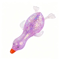 Mini-figurine de canard en caoutchouc transparent à paillettes, jouet anti-stress souple à presser, cadeau pour enfants, décompression pour étudiants et bureau