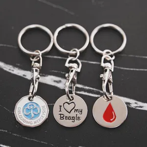 Manufacturer Promotional Free Design Shopping Cart Metal Token Trolley Coin Holder Keychain With Logo For Sale