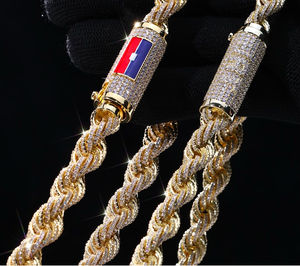 Мужская цепочка в стиле хип-хоп из желтого золота, кубинская цепочка с лабораторной алмазной застежкой, опции из розового золота, сертифицированные Свадебные украшения 9K/14K/24K золото - Product Image 4