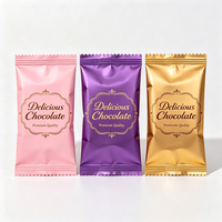 Emballage personnalisé pour barres chocolatées, sachet en aluminium à fermeture arrière, recyclable, pour les confiseries, vente en gros, approvisionnement en vrac