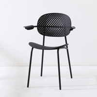 Chaise de salle à manger en plastique au design simple pour la maison, chaise de négociation créative pour café et loisirs avec accoudoirs et dossier