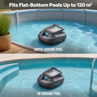 Robot aspirateur de piscine sans fil 4500 mAh 91-120 min IPX8, franchissement d'obstacles de 6 mm, nettoyage automatique des fonds plats pour piscine domestique