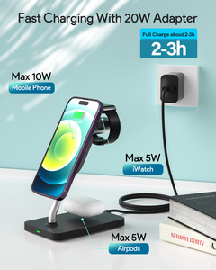 Caricabatterie Wireless magnetico 3 in 1 compatibile per i Phone 14 13 serie 12/A p orologio serie 8/7/Air pods pro - Product Image 3