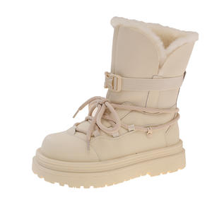 Botas de Nieve de Felpa para Verano, Nuevas, con Punta Redonda, con Cordones, Plataforma, Antideslizantes, Resistentes al Desgaste, Desechables - Product Image 5