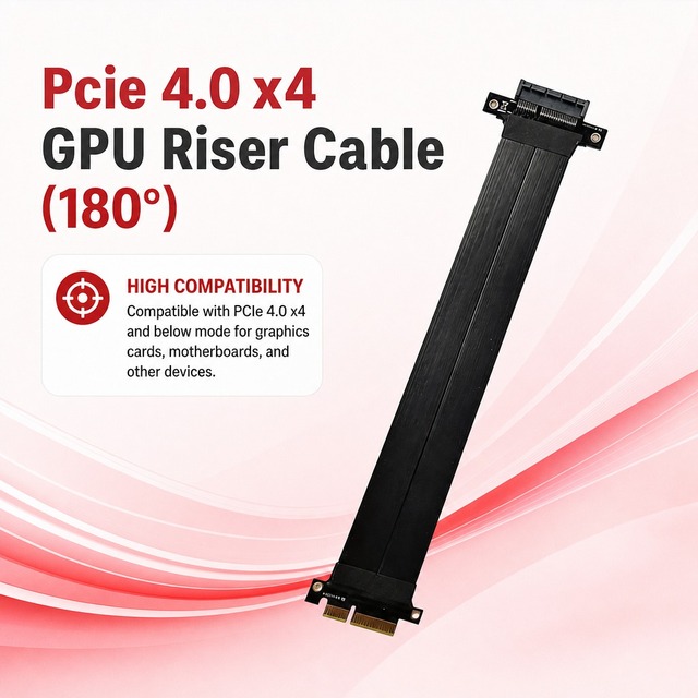 8GB/s Unidirectional Bandwidth PCIe 4.0 X4 Riser Cable Gold Plated Network Adapter Expansion Cord Server Hardware Setup PC